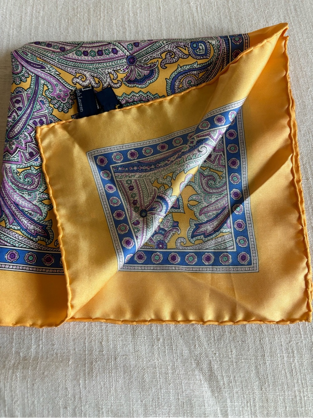 Polo Ralph Lauren silk men’s pocket square vintage - Picture 3 of 4